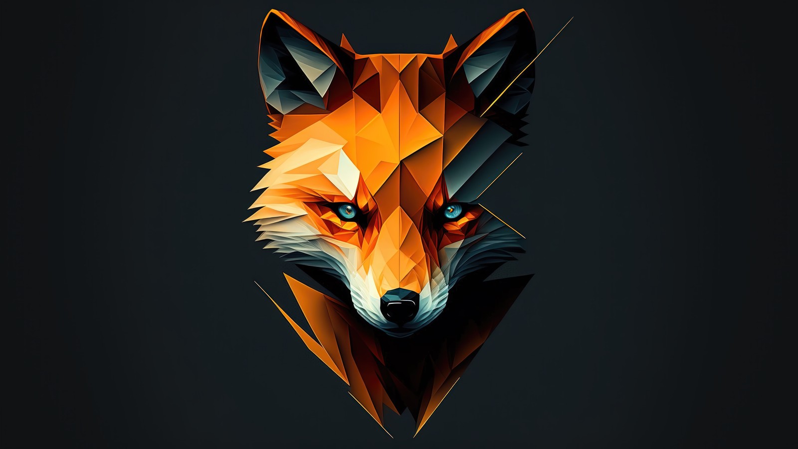 A close up of a fox's head with a dark background (fox, animal, digital art)