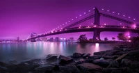 manhattan bridge, 8k, new york city, united states, purple sky wallpaper