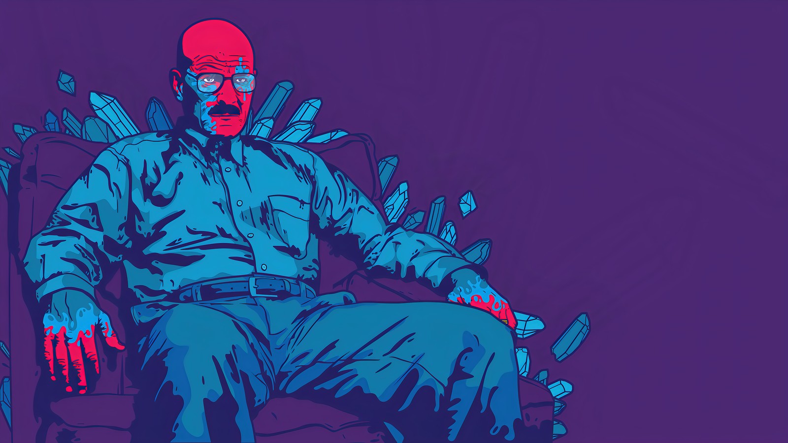 Um close-up de uma pessoa sentada em uma cadeira com uma faca na mão (breaking bad, fundo, arte digital)