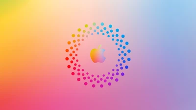 Colorful Apple OS Background with Vibrant Gradient and Logo