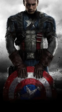 Captain America: Heroische Pose mit Schild