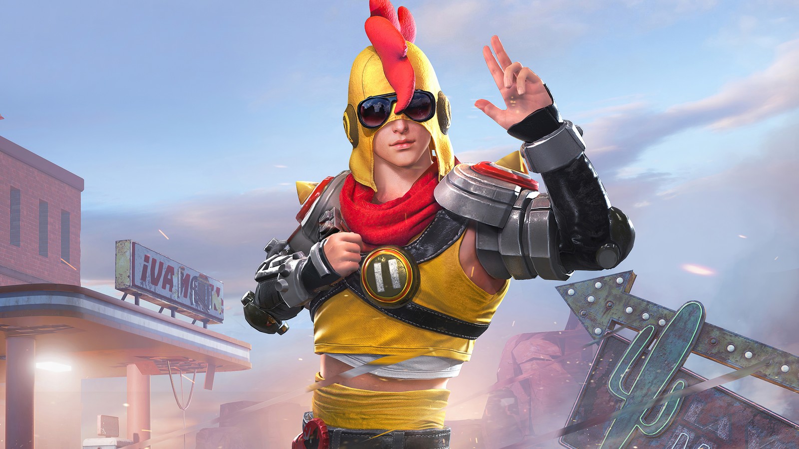 A close up of a person in a costume with a gun (pubg mobile, pubg, playerunknowns battlegrounds, video game, set)