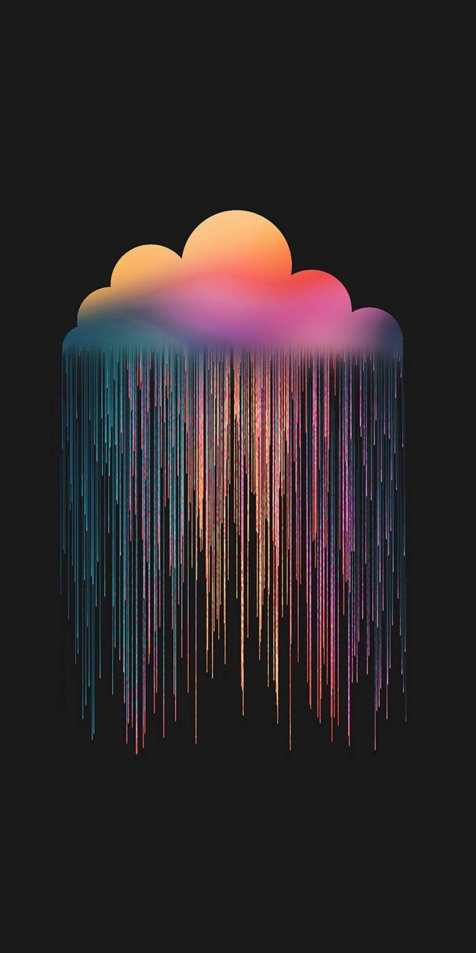 A close up of a cloud with a rainbow drip on it (light, android)