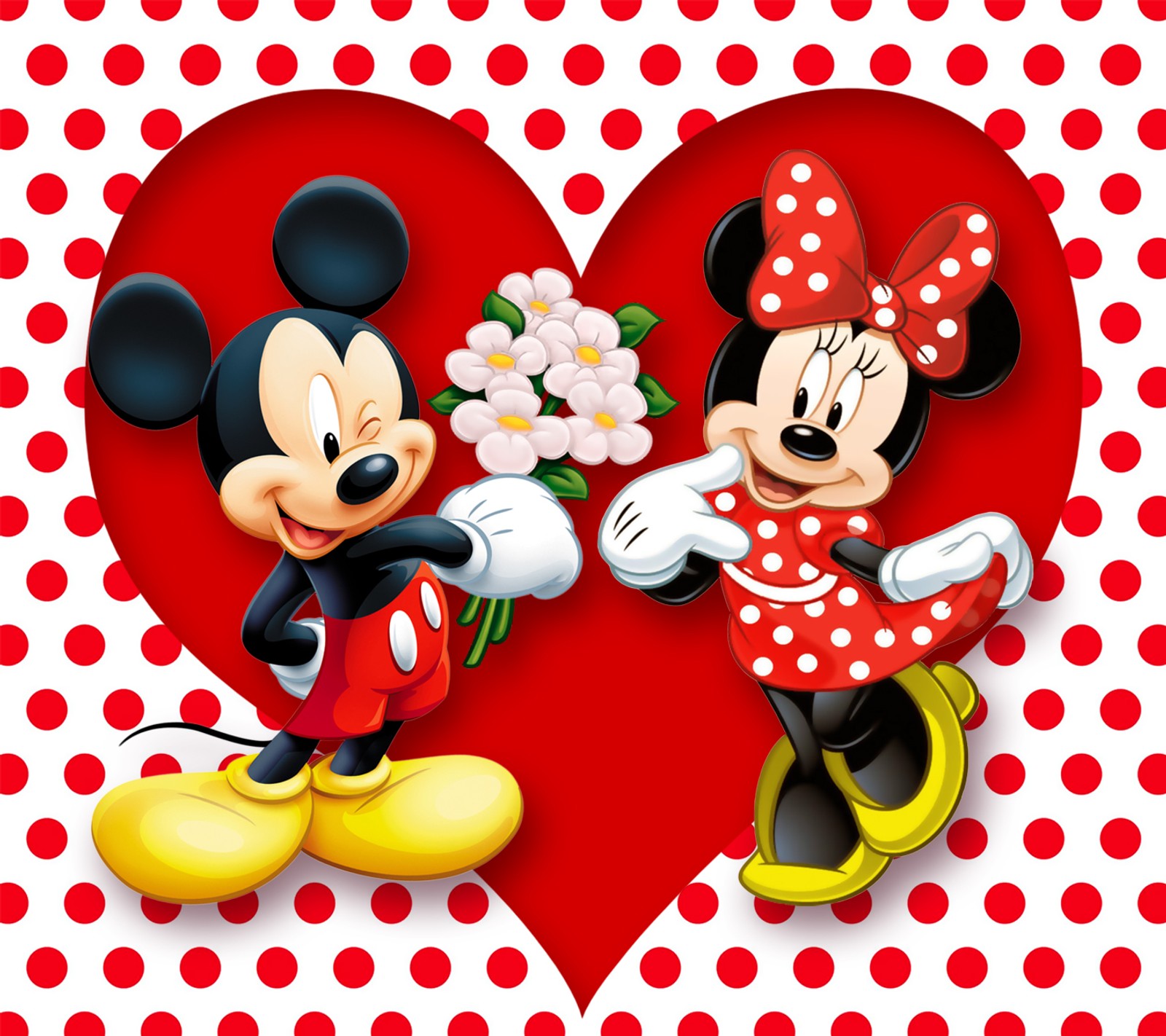 Descargar fondo de pantalla amor, mickey, minnie, ratón, lunares