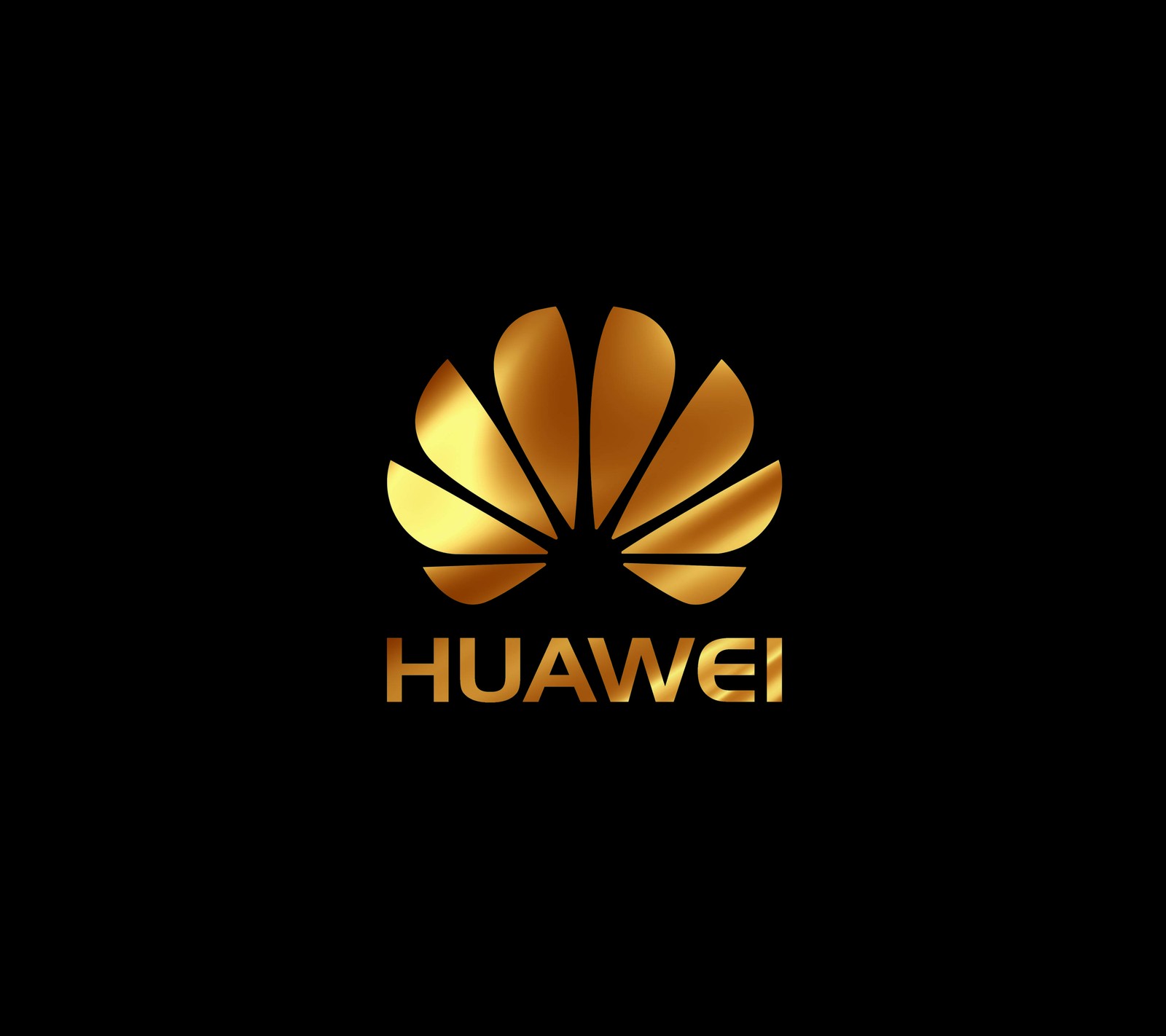 Eine nahaufnahme eines goldenen logos auf schwarzem hintergrund. (schwarz, klasse, dr, gold, huawei)