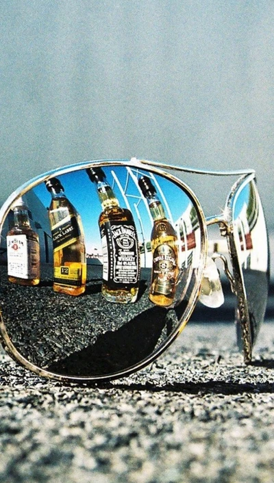 alkohol, brille, reflexion