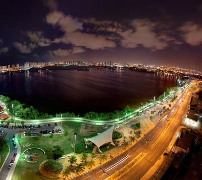 brasil, ciudad, pasto, noche, cielo