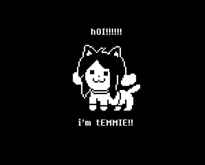 Крупный план пиксельного изображения кота с ножом (hoi im temmie, temmie, ундертейл, undertale)