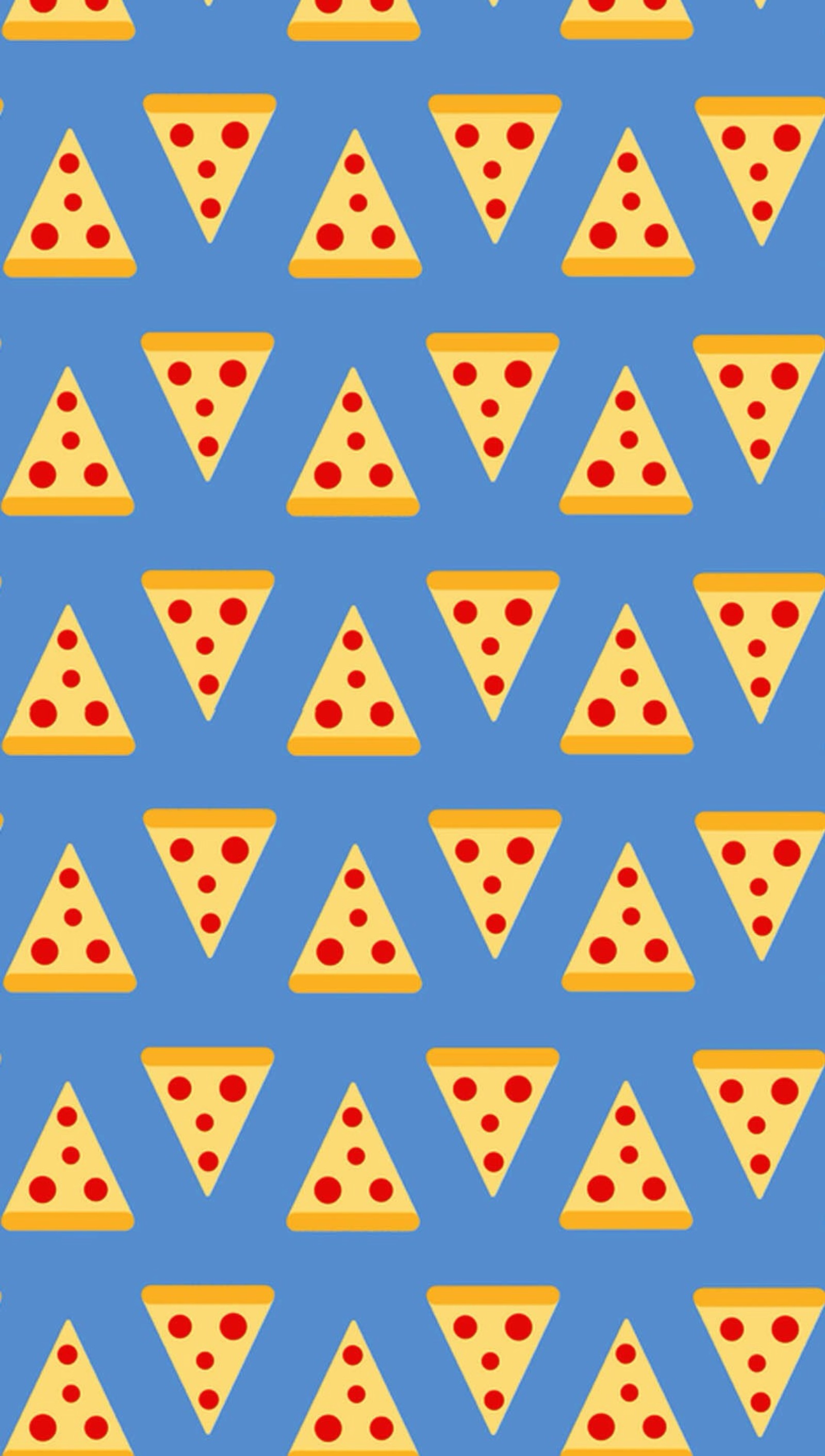 Un gros plan d'un motif de tranches de pizza sur un fond bleu (motif, pizza)