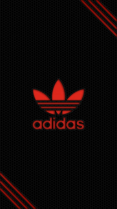 Rotes Adidas-Logo auf schwarzem Hintergrund - stilvolle urbane Kleidung