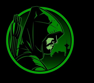 Stylized silhouette of a hooded archer against a vibrant green backdrop, embodying stealth and focus.