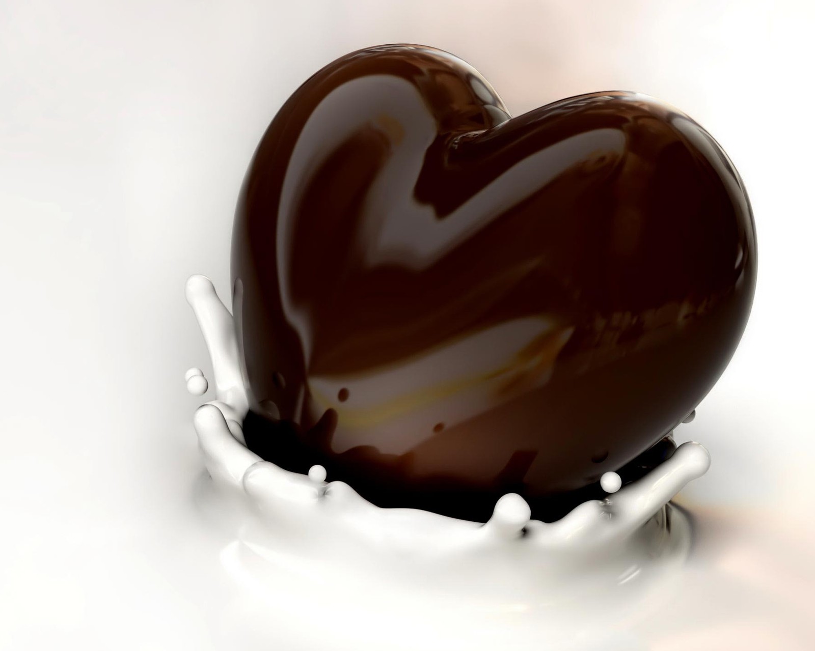 Chocolate heart in a milk splash (chocolate, heart, love, milk)