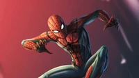 Ilustración dinámica de Spider-Man: Un superhéroe de Marvel Comics en acción