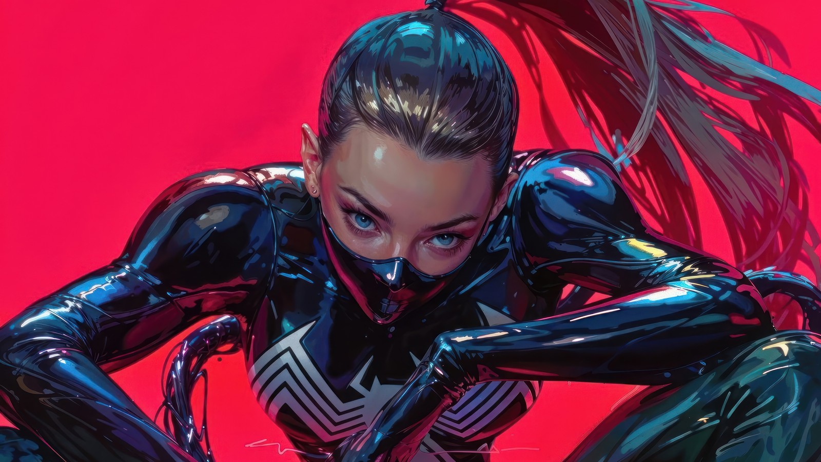 venom, symbiote, anime girls, comics, marvel wallpaper