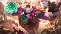 Charmanter Barde, der Köstlichkeiten in der League of Legends Café-Szene serviert