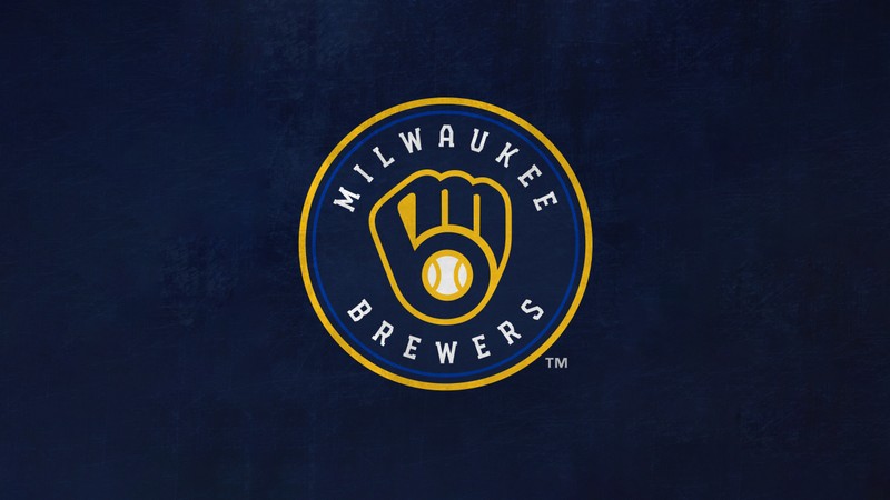 Логотип milwaukee brewers на синем фоне (milwaukee brewers, бейсбольная команда, майор лига бейсбола mlb, 5k, темно синий)