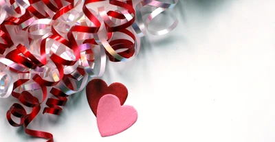 Romantic Hearts and Festive Ribbons for Valentine's Day