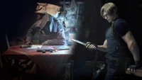 Leon S. Kennedy y el Comerciante en Resident Evil 4 Remake