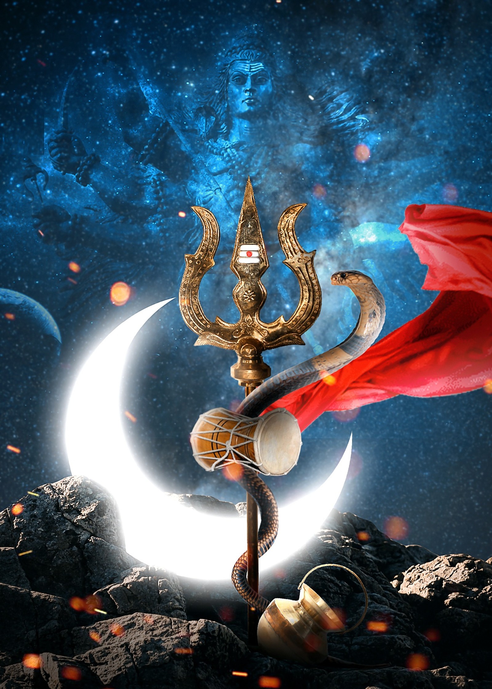 trishul, red, mahadev, shiv, shankar wallpaper