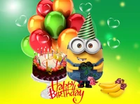 globos, dibujos animados, feliz cumpleaños, minions navidad, minios