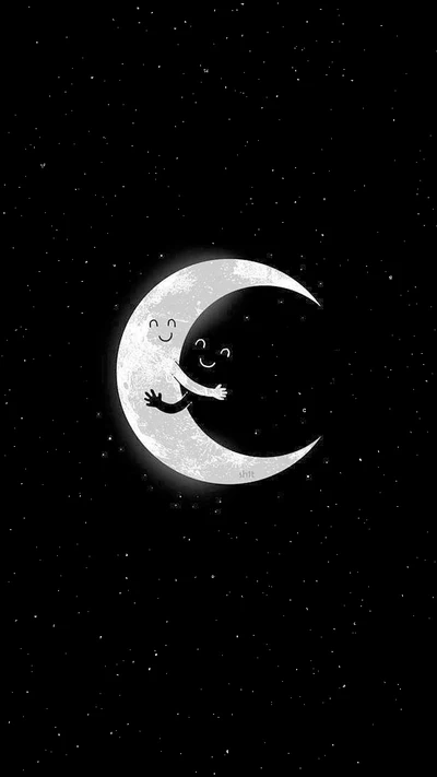 Whimsical Moon Embrace: A Cheerful Nighttime Scene