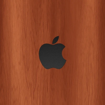 Apple Logo on Wooden Background