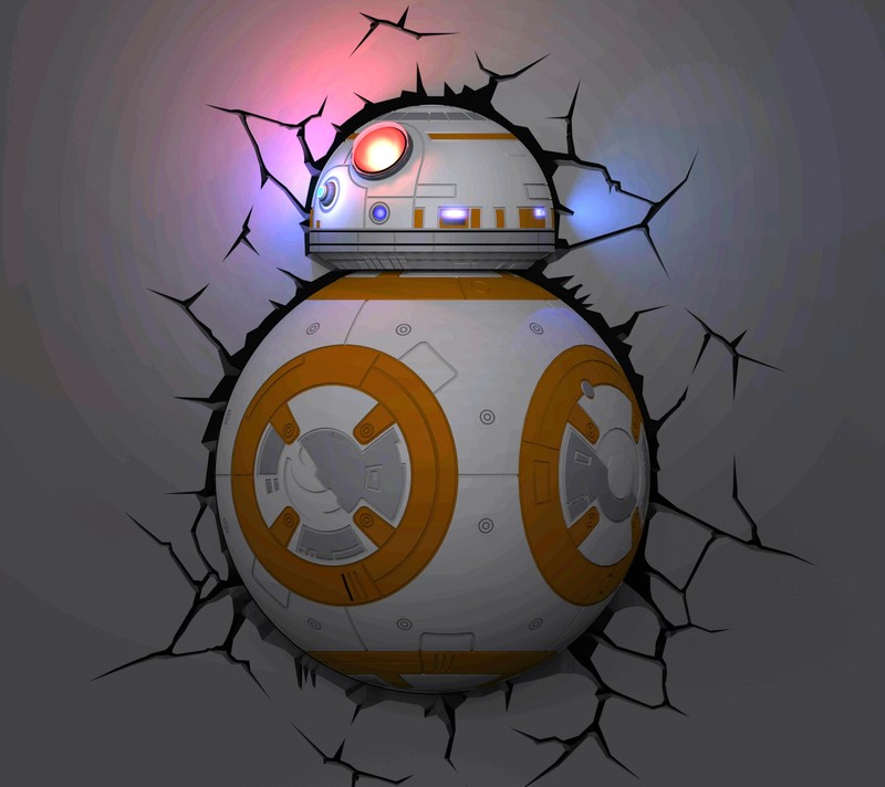 Крупный план робота bb-8 из звездных войн со светом (дисней, disney, футуристический, космос, звёздные войны)