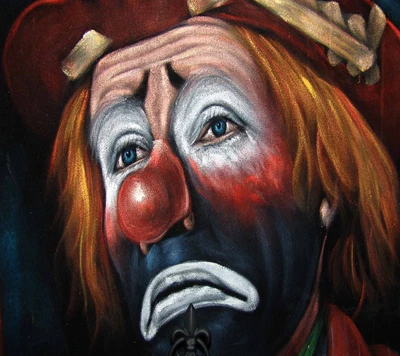 payaso, emociones, vida, pintura, triste