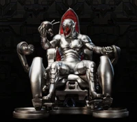 Silver Supervillain on a Throne, Holding an Apple