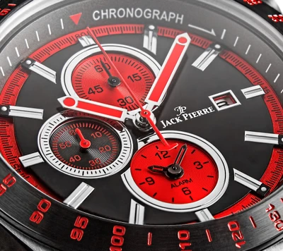 Reloj cronógrafo Jack Pierre con acentos rojos