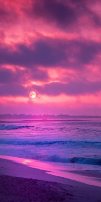 beach, sunset, nature, sea, coast