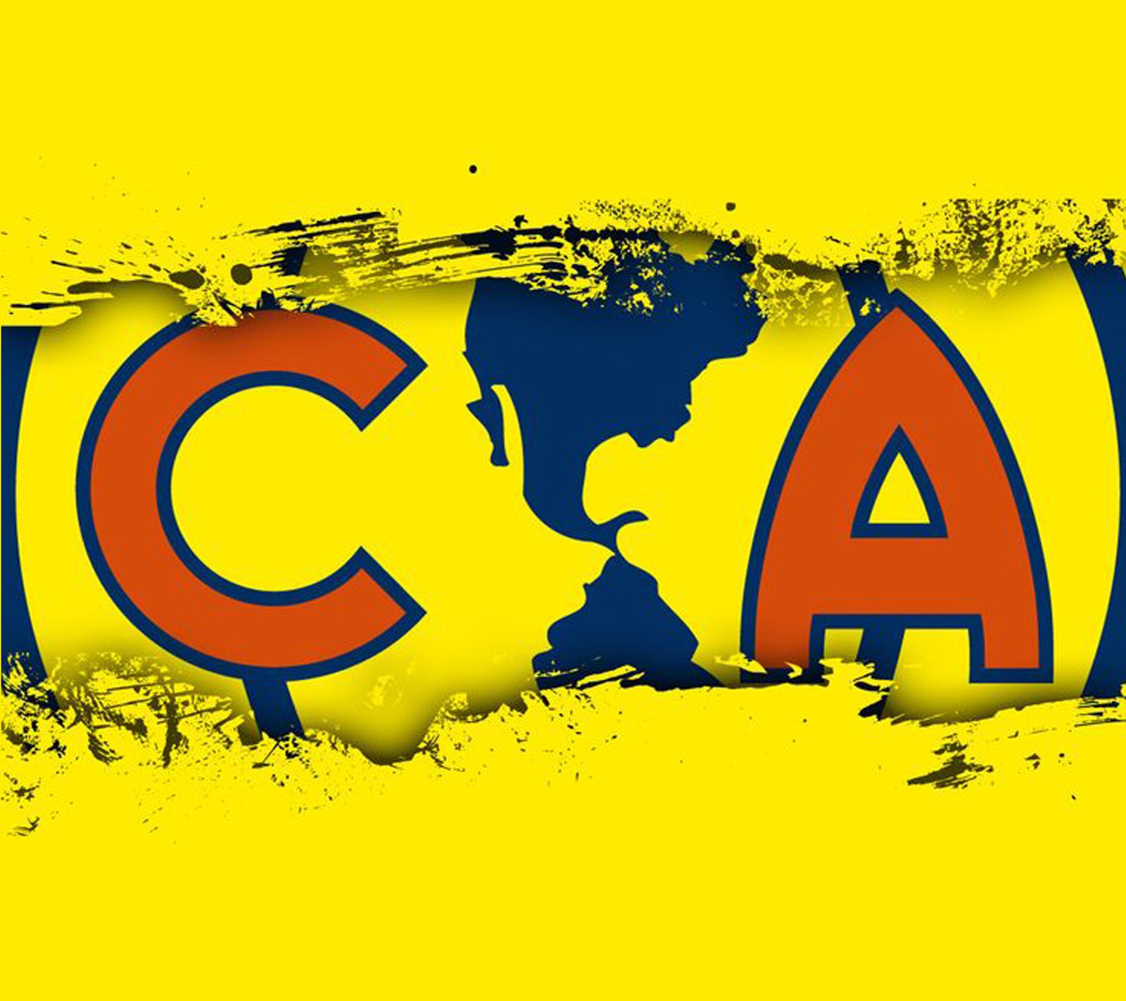 Um fundo amarelo com uma palavra azul e vermelha que diz 'icac' (ca, club américa, futebol, futbol)