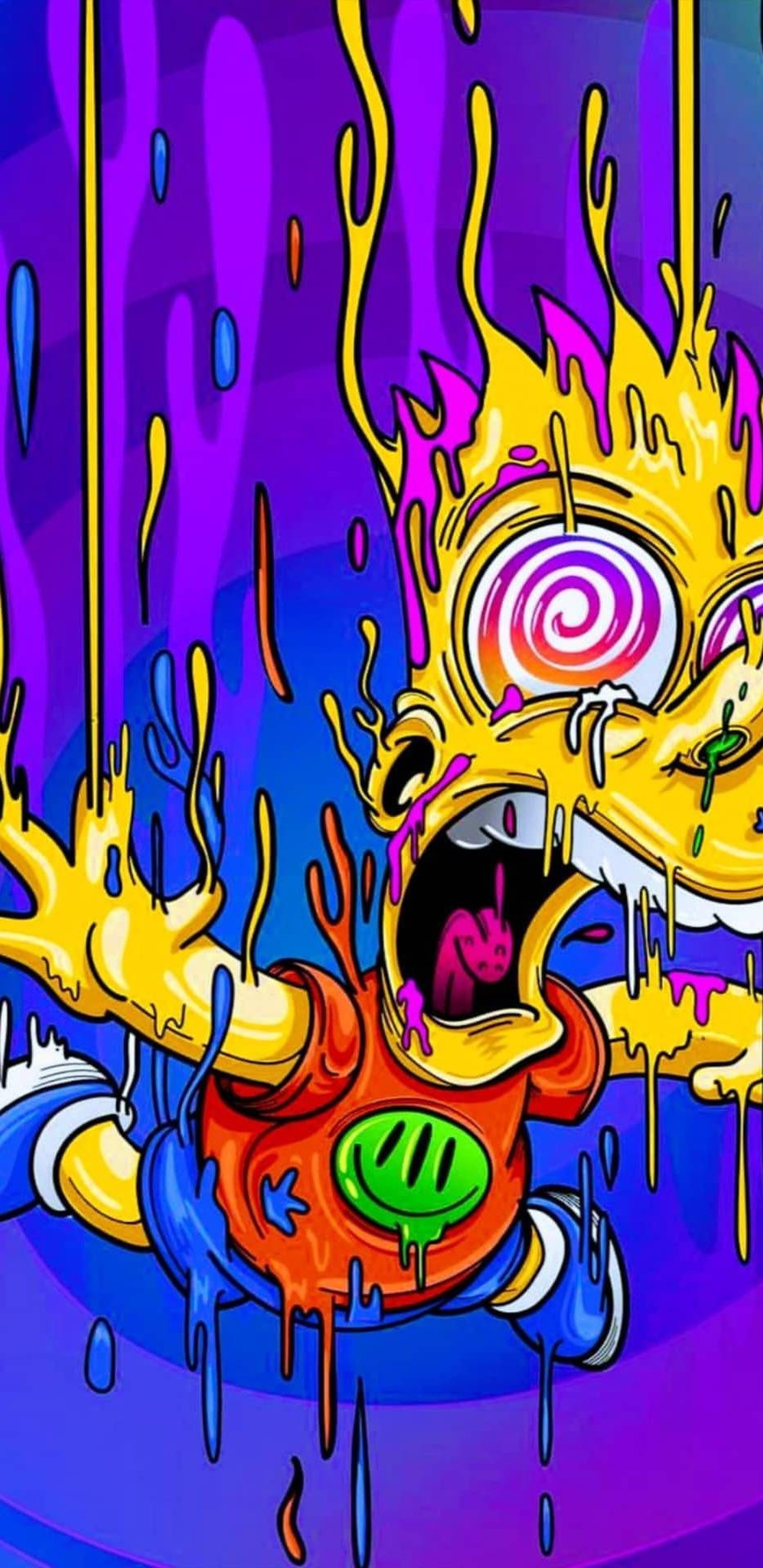 Los simpsons simpson está comiendo una dona con fuego en ella (grafiti, amor)