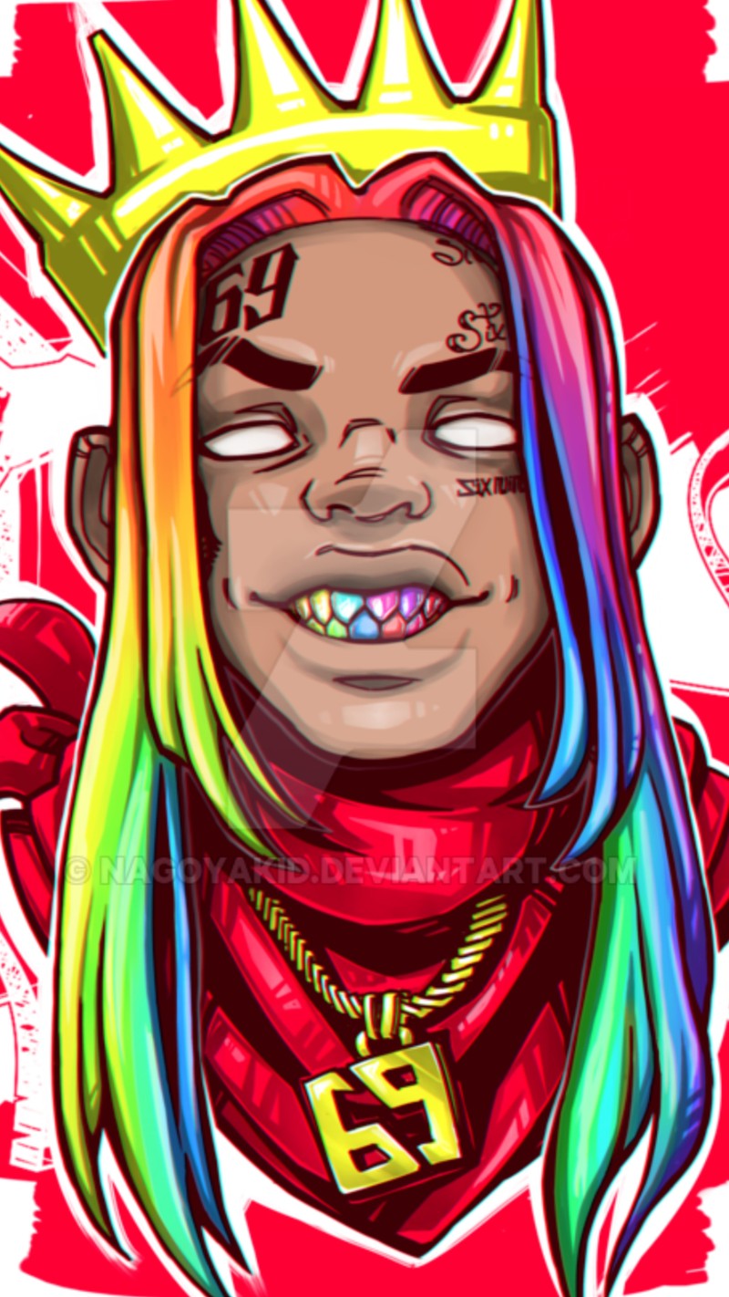 Мультяшный рисунок человека с короной на голове (69, 6ix, 9ine, fefe, manaj)