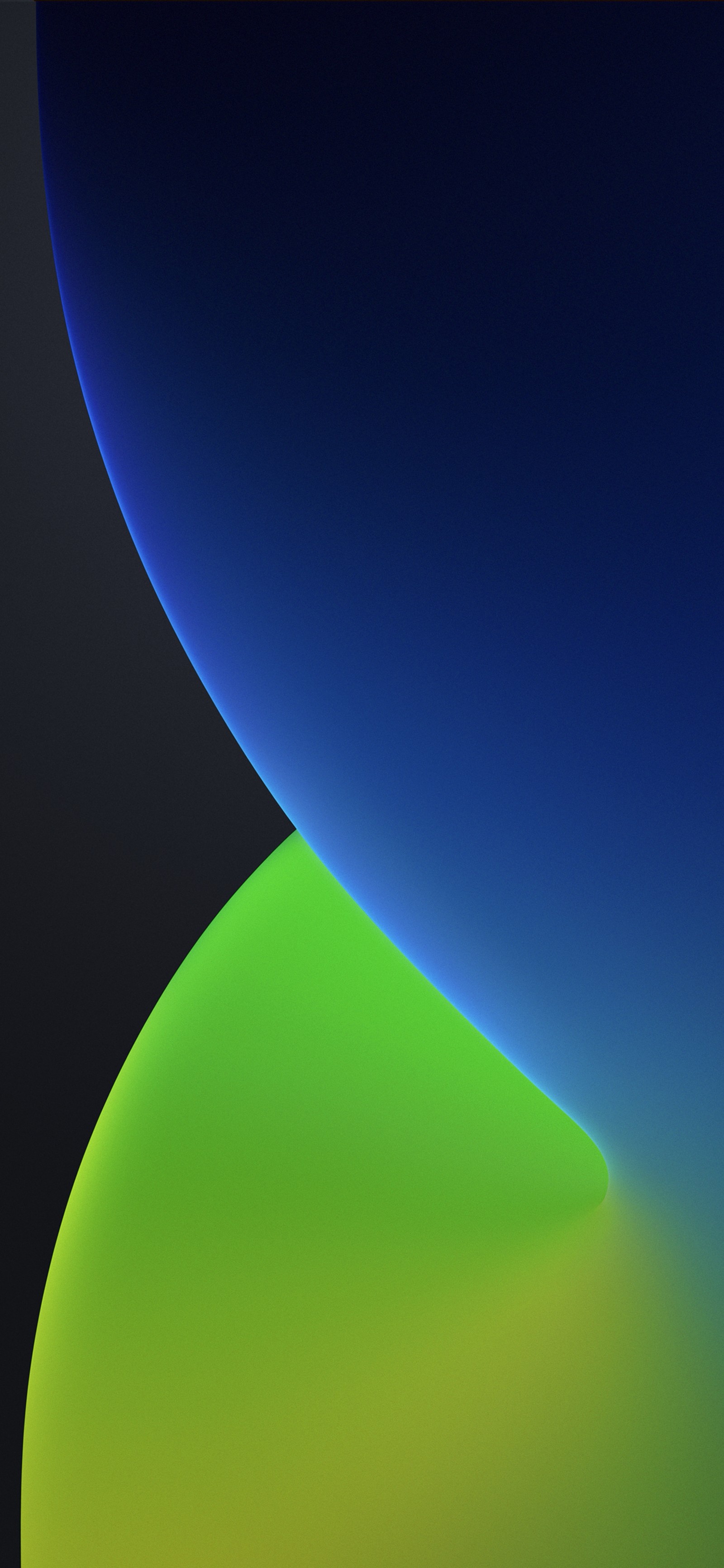 A close up of a green and blue background with a curved design (10, 11, 14, ios, ios14)