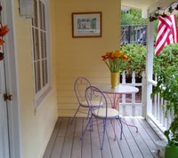 flag, porch, yellow wallpaper