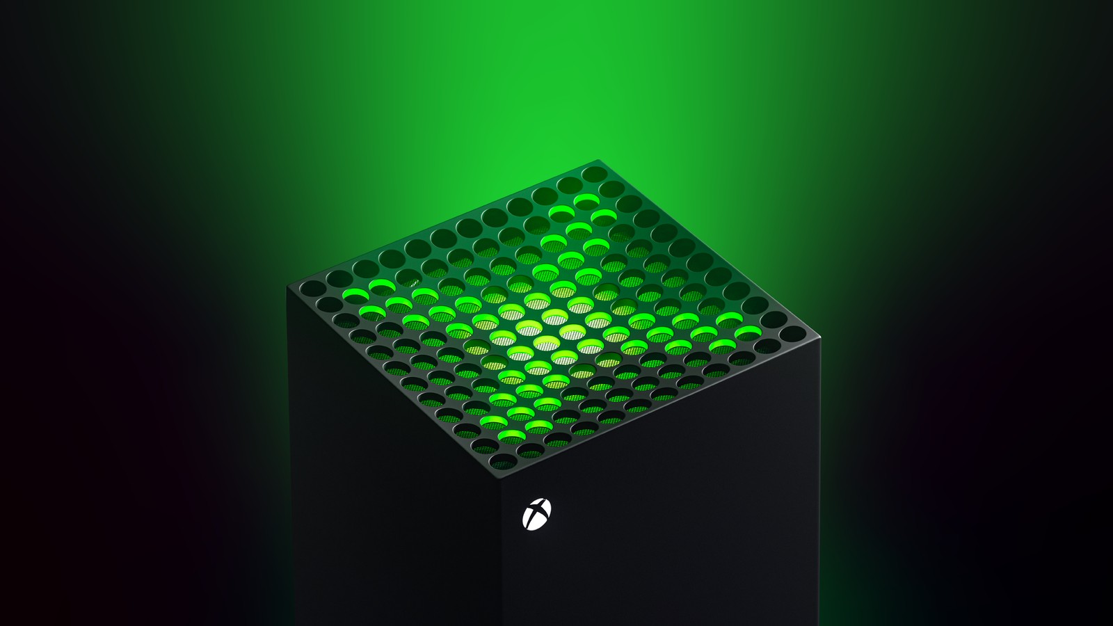 Gros plan d'une lumière verte sur une surface noire (xbox, xbox series x, xbox live, xbox one, xbox 360)