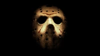 Jason Voorhees' iconic hockey mask from the "Friday the 13th" horror franchise.