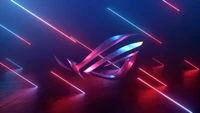 Neonbeleuchtetes ROG-Logo mit dynamischen Lichtstreifen