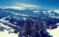 Maravilha de inverno: Alpes cobertos de neve sob céus claros