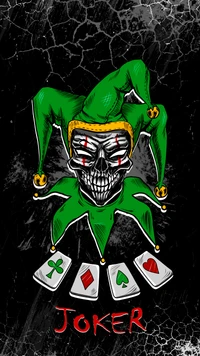 Ilustração de crânio de Coringa com cartas de baralho