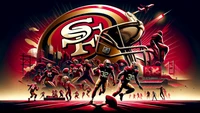 Arte dinâmica dos San Francisco 49ers celebrando o espírito da NFL