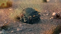 Abandoned Helmet in a Battleground Landscape