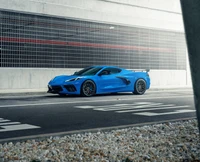 chevrolet corvette c8, синий, асфальт, 5k, машины