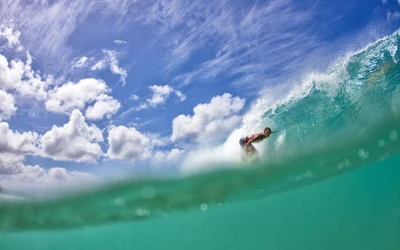 Montando la ola de viento: La emoción de un surfista en el océano