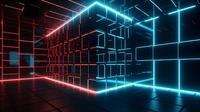 colorful, neon lights, geometric, futuristic, 5k wallpaper