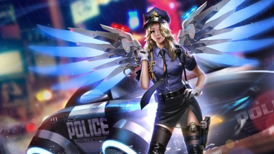 милосердие, police officer, overwatch, видеоигра