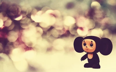 Adorable Toy Character Amidst Soft Bokeh Background