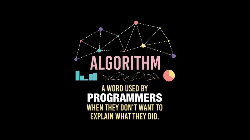 Черный фон с цитатой, которая говорит алгоритм (algorithm, смешной, цитаты программистов, кодирование, программирование)