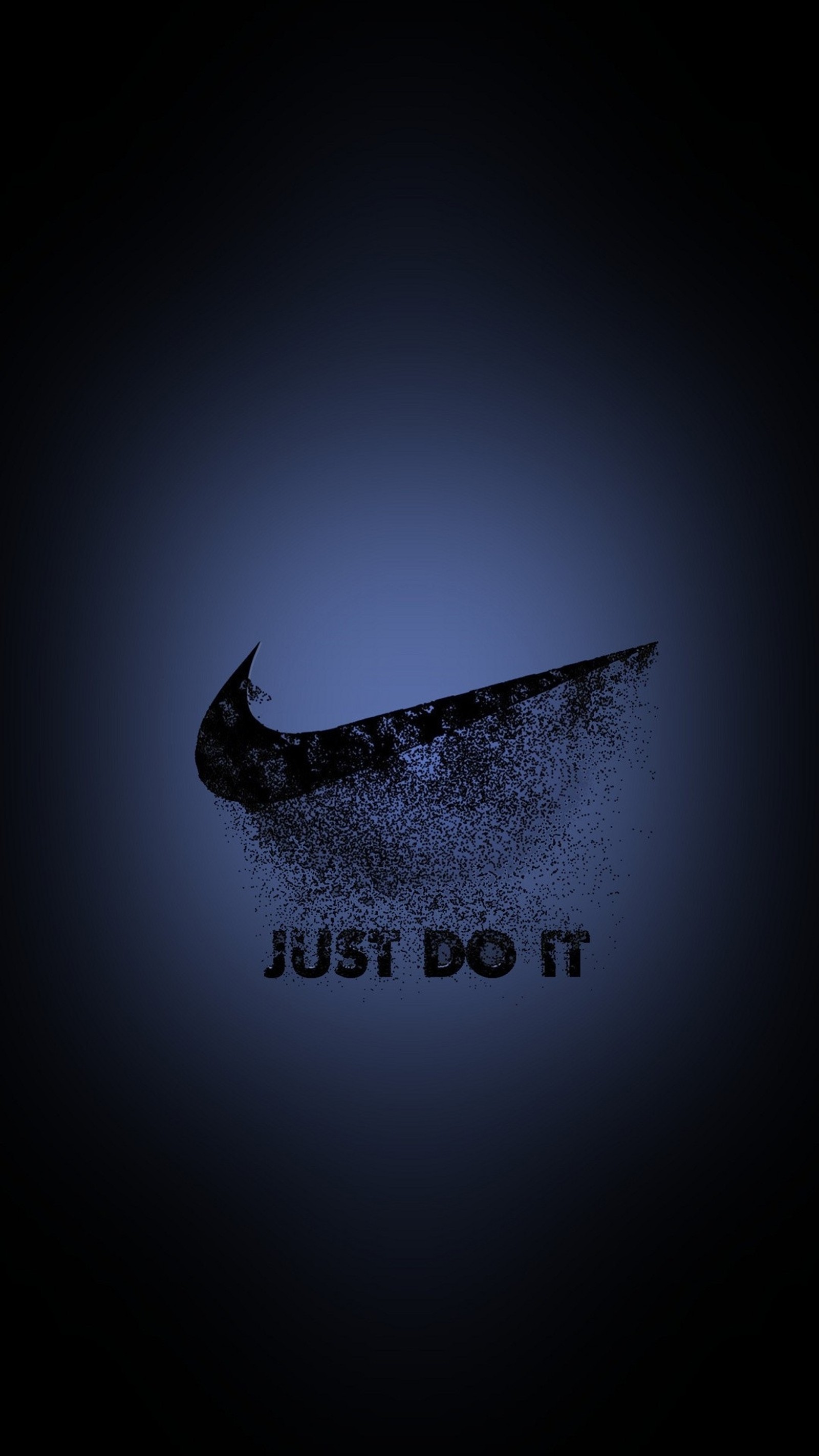 Um close do logotipo da nike em preto e azul sobre um fundo azul (quote night, thanks quote)